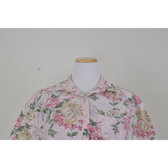 Vintage 80s Pink Floral Blouse | size M - Picture 5 of 10